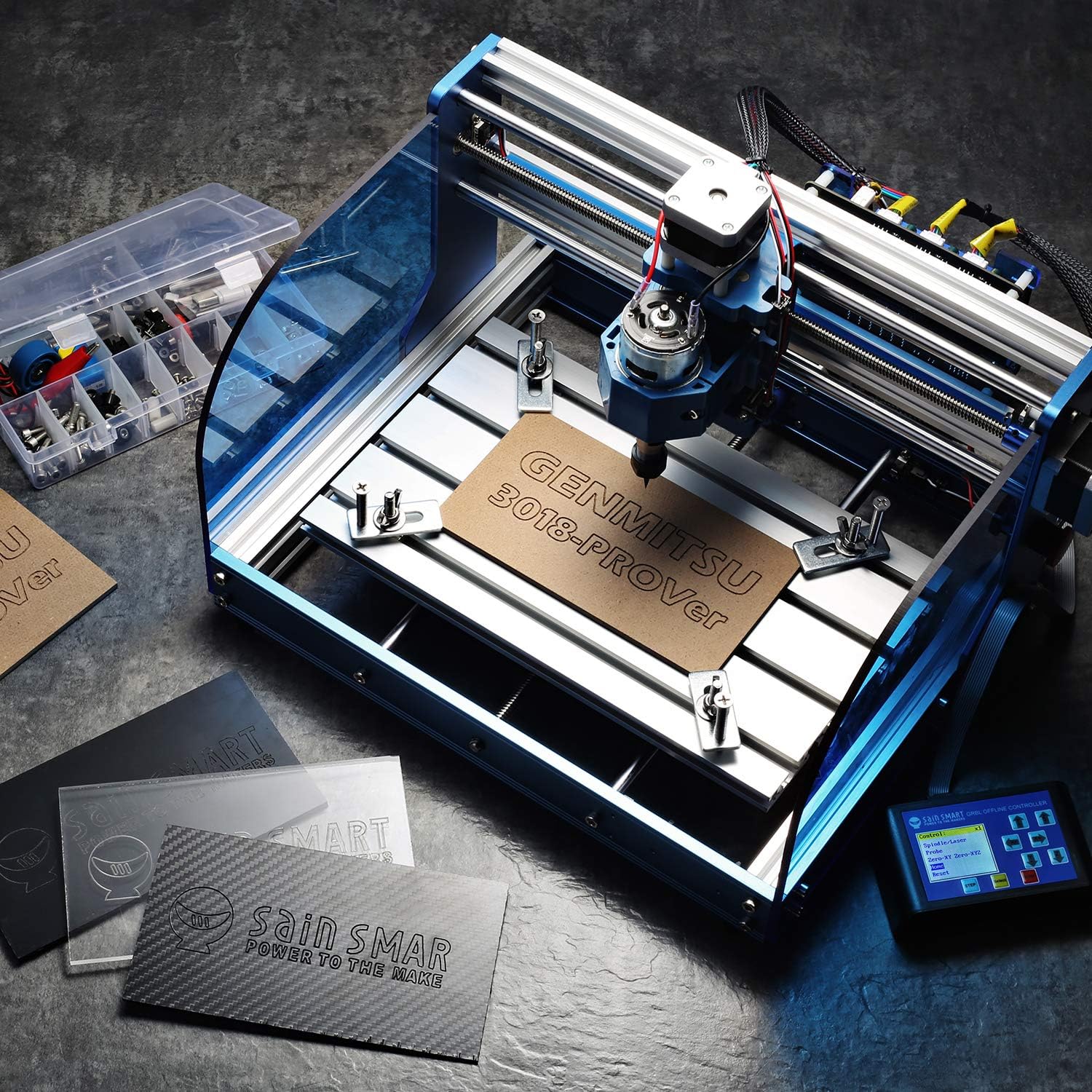 SainSmart Genmitsu 3018-PROVer Desktop CNC Router Machine with GRBL Offline Control, Limit Switches & Emergency-Stop, XYZ Working Area 300 x 180 x 45mm, Wood Carving Machine