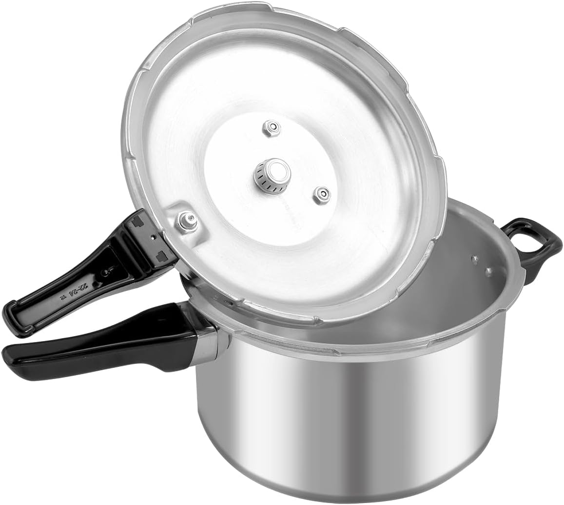 8QT Aluminum Pressure Cooker Thickened Pressure Cooker with Pressure Regulator Fast Cooking Universal Gas Induction Cooker 2-3 Members Use