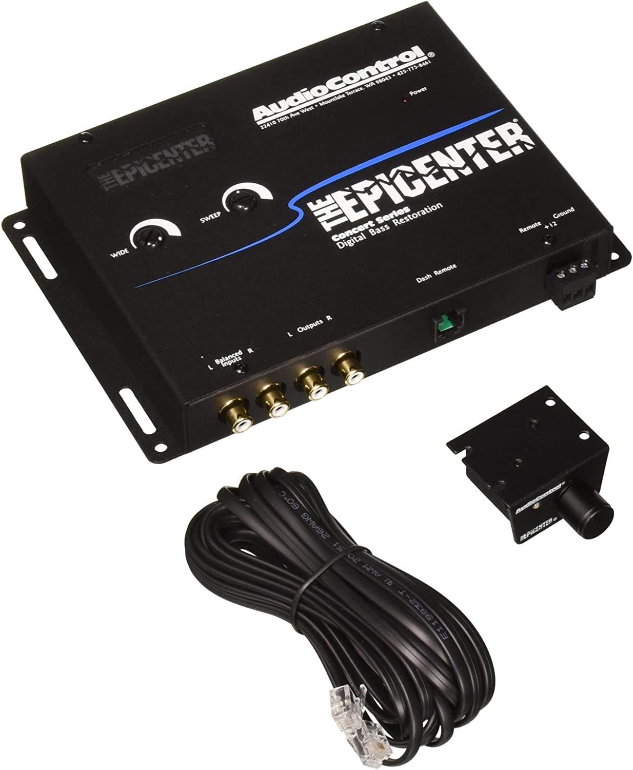 AudioControl The Epicenter Bass Booster Expander & Bass Restoration Processor with Remote with Single 10" 1,200 Watt Peak Power Loaded Subwoofer Enclosure