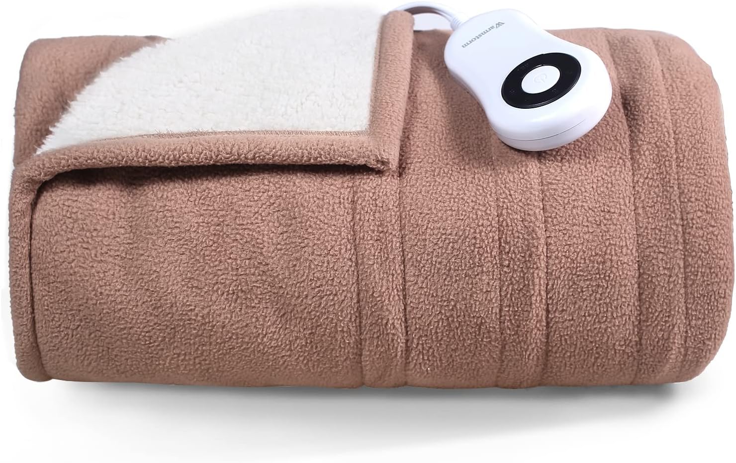 Warm Storm Heated Electric Blanket Throw Reversible Sherpa Fast Heating Blanket with 5 Heat Setting-4 Hour Auto-Off,Machine Washable Home Office Use 50" x 60"