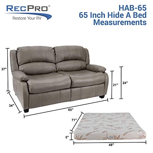 RecPro Charles Collection | 65" RV Hide A Bed Loveseat | Memory Mattress Foam | Sleeper Sofa | Pull Out Couch | RV Furniture | Slideout | Toffee