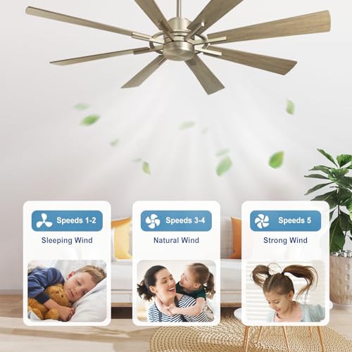 Depuley Large Ceiling Fans with Lights- 60" Low Profile Indoor Ceiling Fan with Light and Remote/APP Control, LED Dimmable DC Reversible Modern Ceiling Fan for Bedroom Living Room, Black and Gold