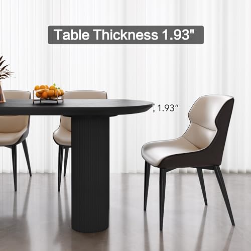 Dining Table Set for 6, Accent Dining Table with 6 Chairs, 55" Oval Table with Comfy High Elasticity Chairs, Modern Dining Tables with 6 Chairs for Dining Room, Kitchen