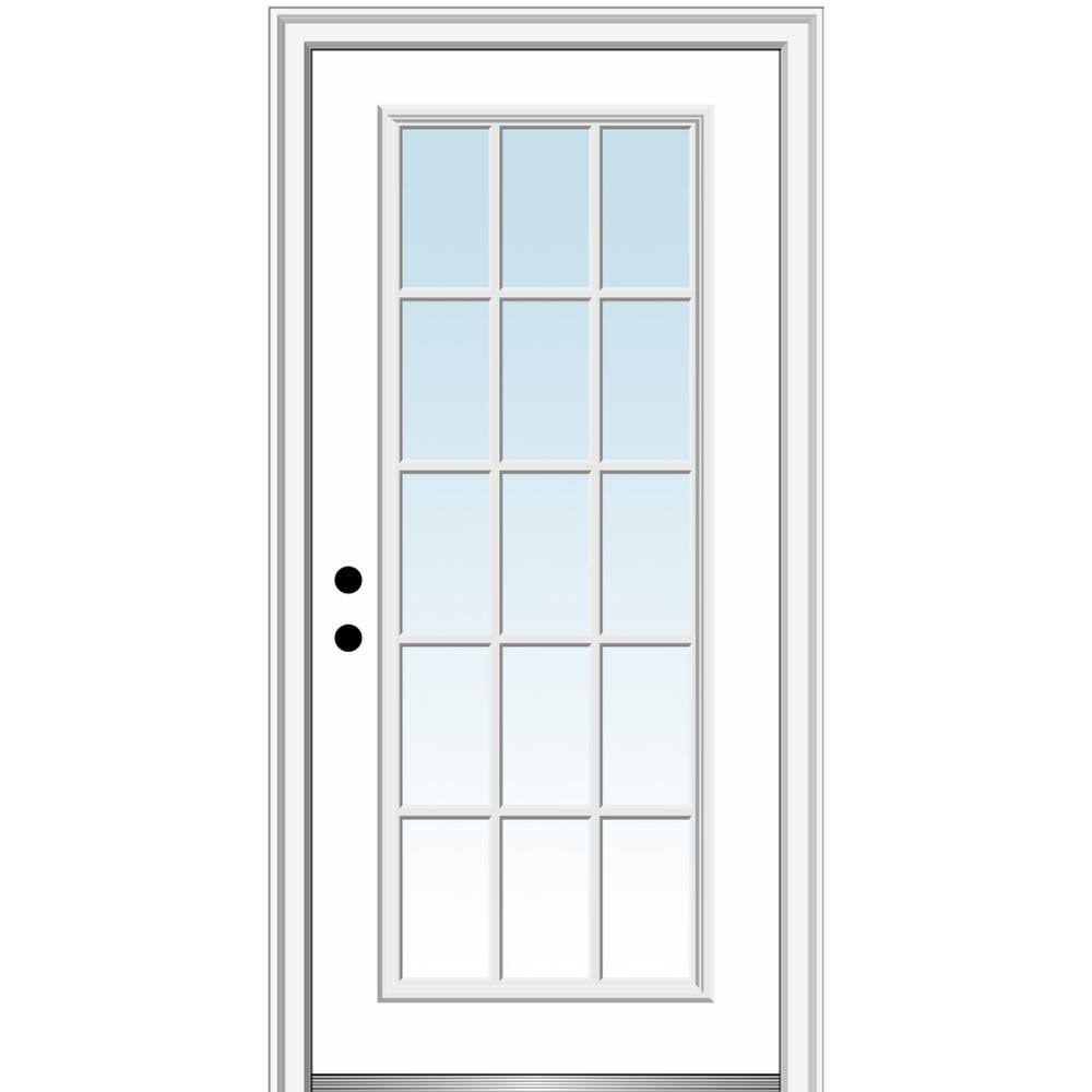 MMI Door 36 in. x 80 in. Classic Right-Hand Inswing 15-Lite Clear Glass Primed Steel Prehung Front Door on 6-9/16 in. Frame