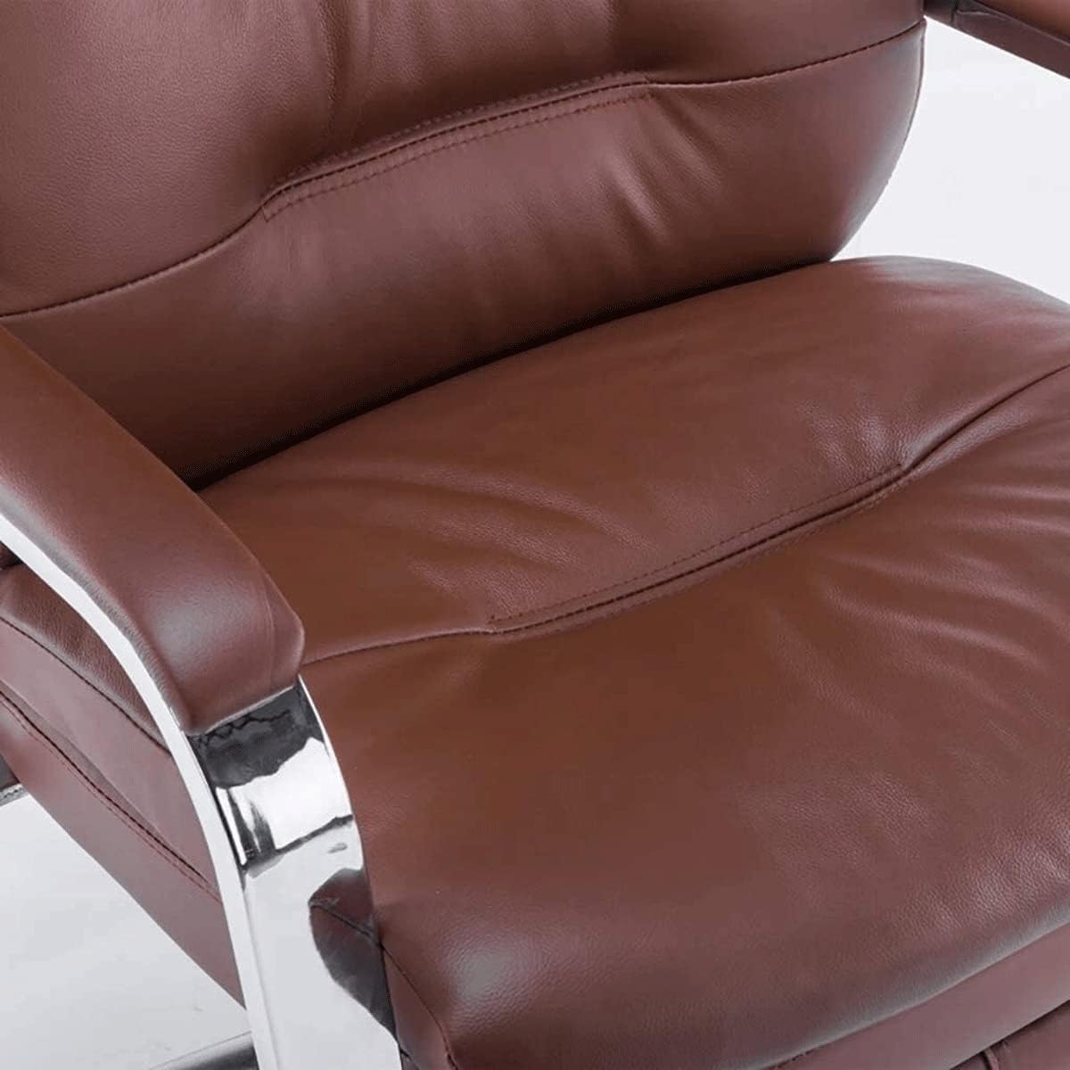 Big and Tall Executive Home Office Chair with Footrest, Ergonomic PU Leather Desk Chairs, Swivel Chair w/Adjustable Height, High Back Recliner for Home, Office, Study (Color : Black) (Brown) (White)