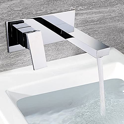 SUMERAIN Wall Mount Bathroom Faucet Black and Gold Finish, Lavatory Vessel Sink Faucet with Rough in Valve