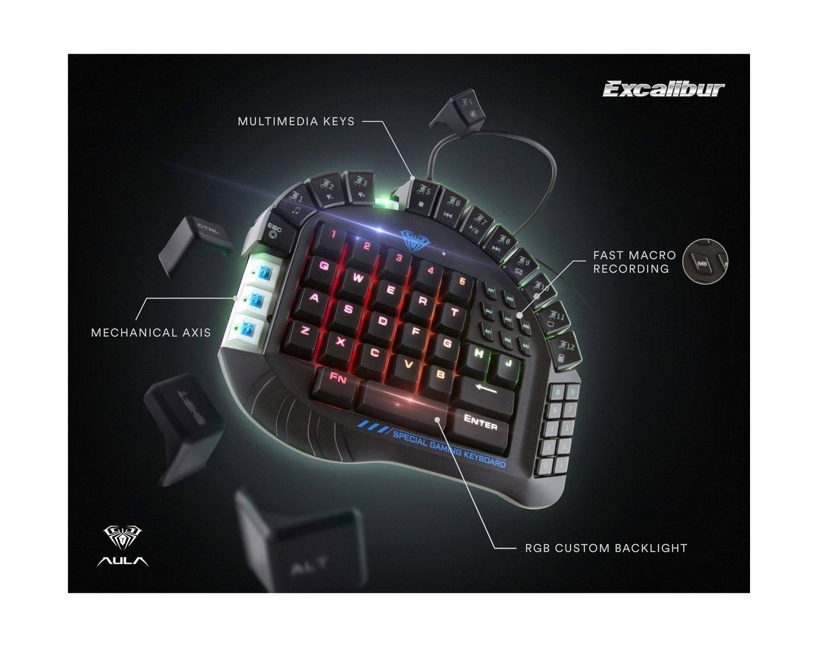 Aula Excalibur Master One-Hand Gaming Keyboard Removable Hand Rest RGB Backlight Mechanical