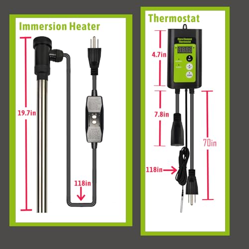 240V 3000W Submersible, Immersion Hot Tub & Swimming Pool Electric Immersion Water Heater, with Thermostat and GFCI for Baptistry, baptismal Pools, Above Ground Pool and Inflatable Pool