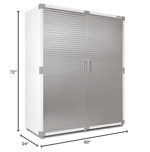 Seville Classics UltraHD Solid Steel Lockable Metal Storage Cabinet Locker Organizer, w/Adjustable Shelves for Garage, Warehouse, Office, Classroom, Granite, 48" W x 24" D x 72" H