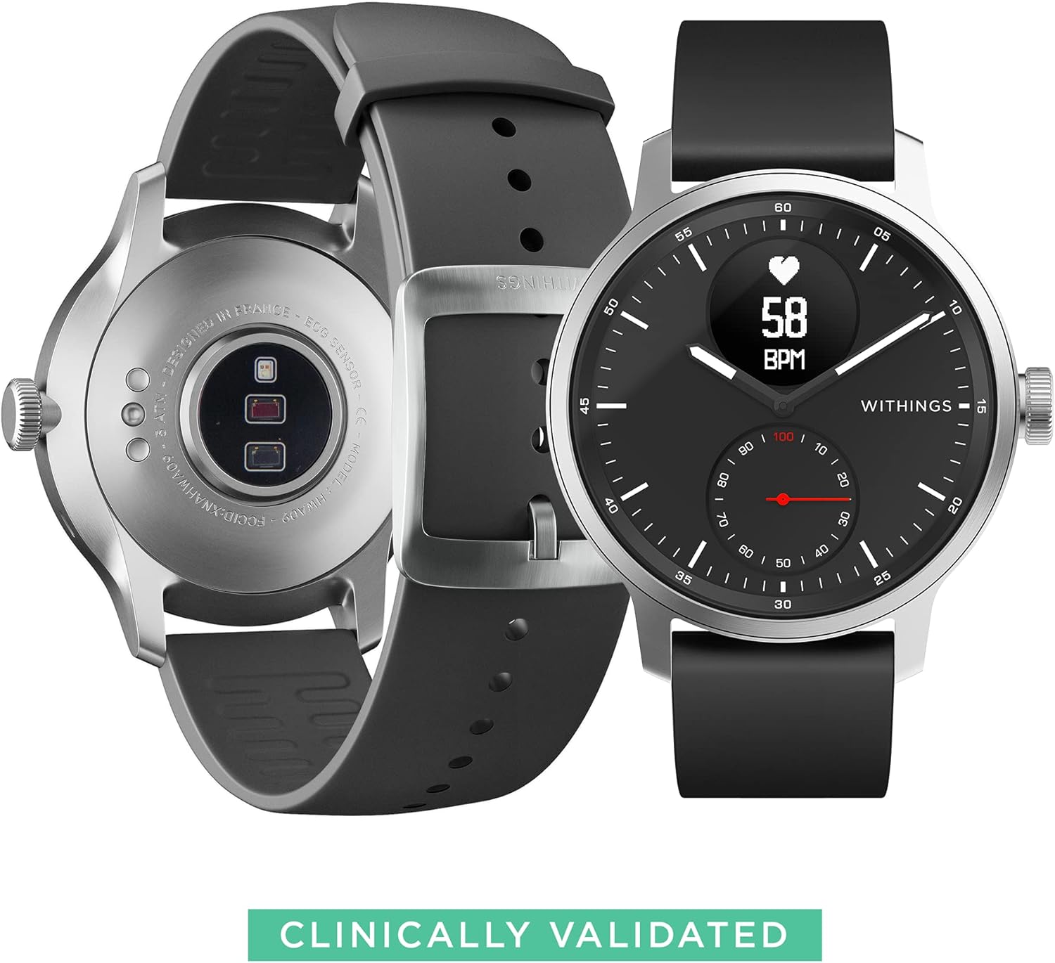 Withings ScanWatch - Hybrid Smartwatch with ECG, Heart Rate Sensor and Oximeter (Black, 42mm)