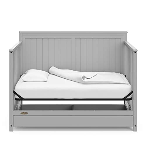 Graco Hadley 5-in-1 Convertible Crib with Drawer (White) – GREENGUARD Gold Certified, Crib with Drawer Combo, Full-Size Nursery Storage Drawer, Converts to Toddler Bed, Daybed