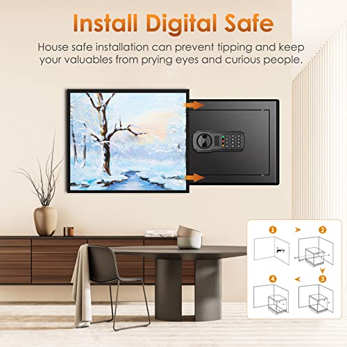 2.5 Cub Home Safe Fireproof Waterproof for HOME USE, Large Cabinet Safe Box with Fireproof Document Bag and Removable Shelf, Personal Security Digital Safe for Home Money Firearm A4 Document