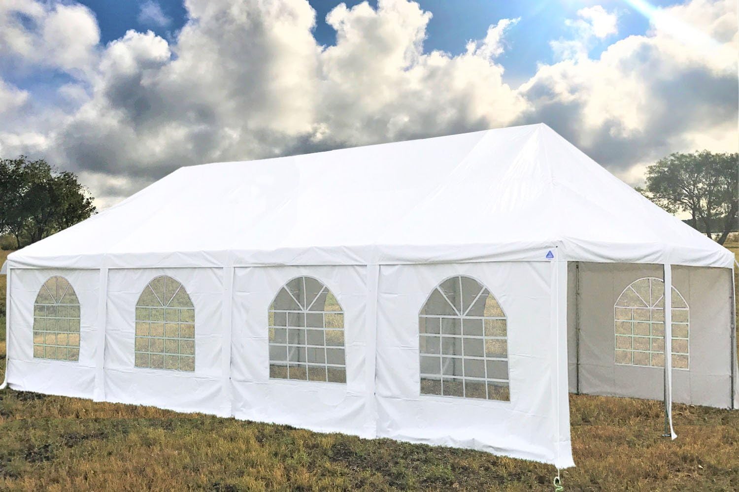 DELTA 40'x20' PE Frame Party Tent, Wedding Tent Party Canopy, Heavy Duty Outdoor Garden Event Tent, with Water Resistant Top, Removable Window Walls, Storage Carry Bags
