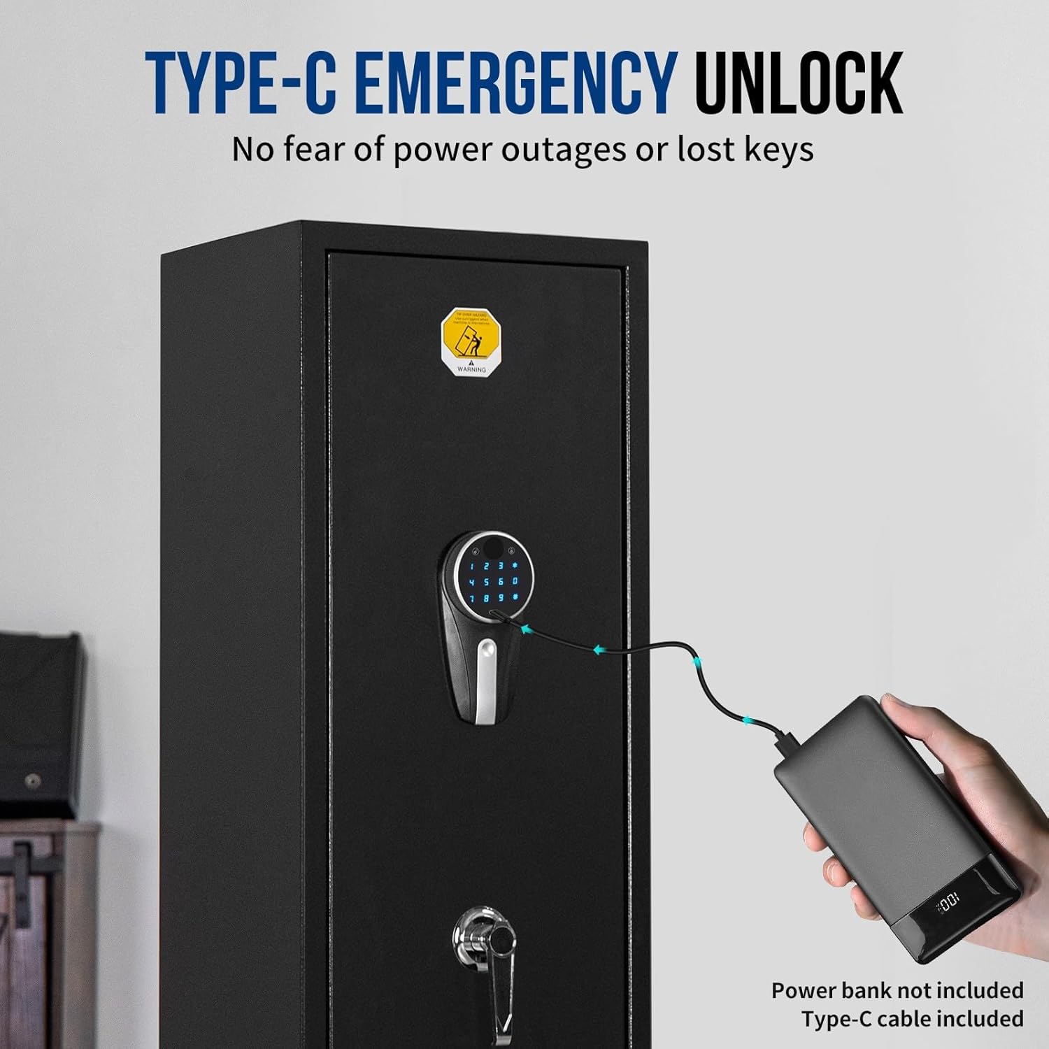 BlackSmith 6 Long Gun Safe for Rifle Pistols Home Rifle Gun Safe Quick Access Handgun Safe with Keys Keypad Wall Mount Large Gun Cabinet with Pistol Rack Pockets Rifle Racks Ammo Storage