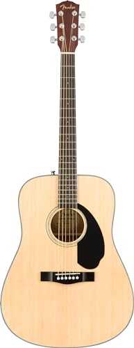 Fender CD-60S Solid Top Dreadnought Acoustic Guitar - Natural Bundle with Hard Case, Tuner, Strings, Picks, Fender Play Online Lessons, and Austin Bazaar Instructional DVD
