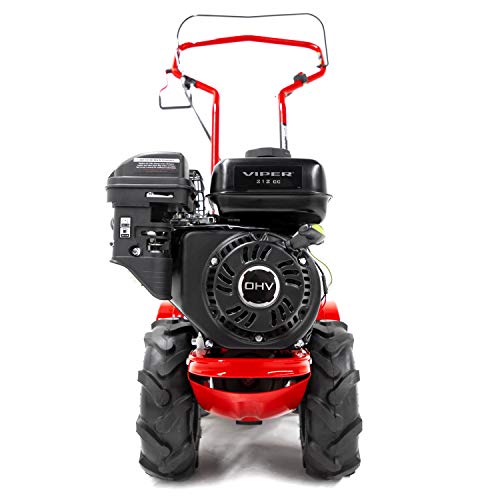EARTHQUAKE Victory Rear Tine Tiller, Powerful 209cc 4-Cycle Viper Engine, Rugged Bronze Gear Transmission, Counter-Rotating Tines, Instant Reverse, Pneumatic Wheels, Model: 39381, Red/Black