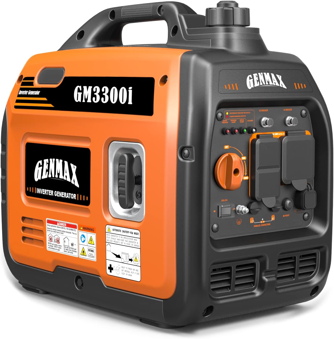 GENMAX Quiet Power Series Inverter Generator，Gas Powered, EPA Compliant, Eco-Mode Feature, Ultra Lightweight for Backup Home Use & Camping (GM5500i)