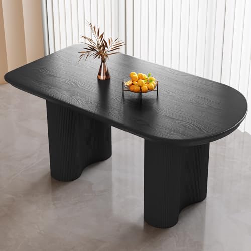 Dining Table Set for 6, Accent Dining Table with 6 Chairs, 55" Oval Table with Comfy High Elasticity Chairs, Modern Dining Tables with 6 Chairs for Dining Room, Kitchen