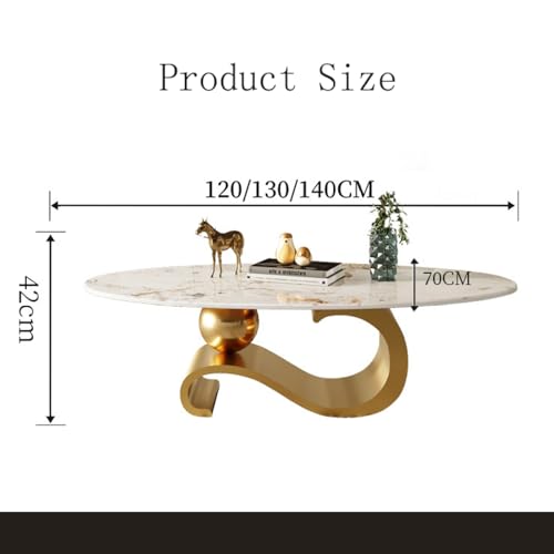 Living Room Table,Luxury Coffee Table with Marble Top and Gold Metal Bracket,Modern Design,Elegant Styling,Easy to Clean(47", Gold)