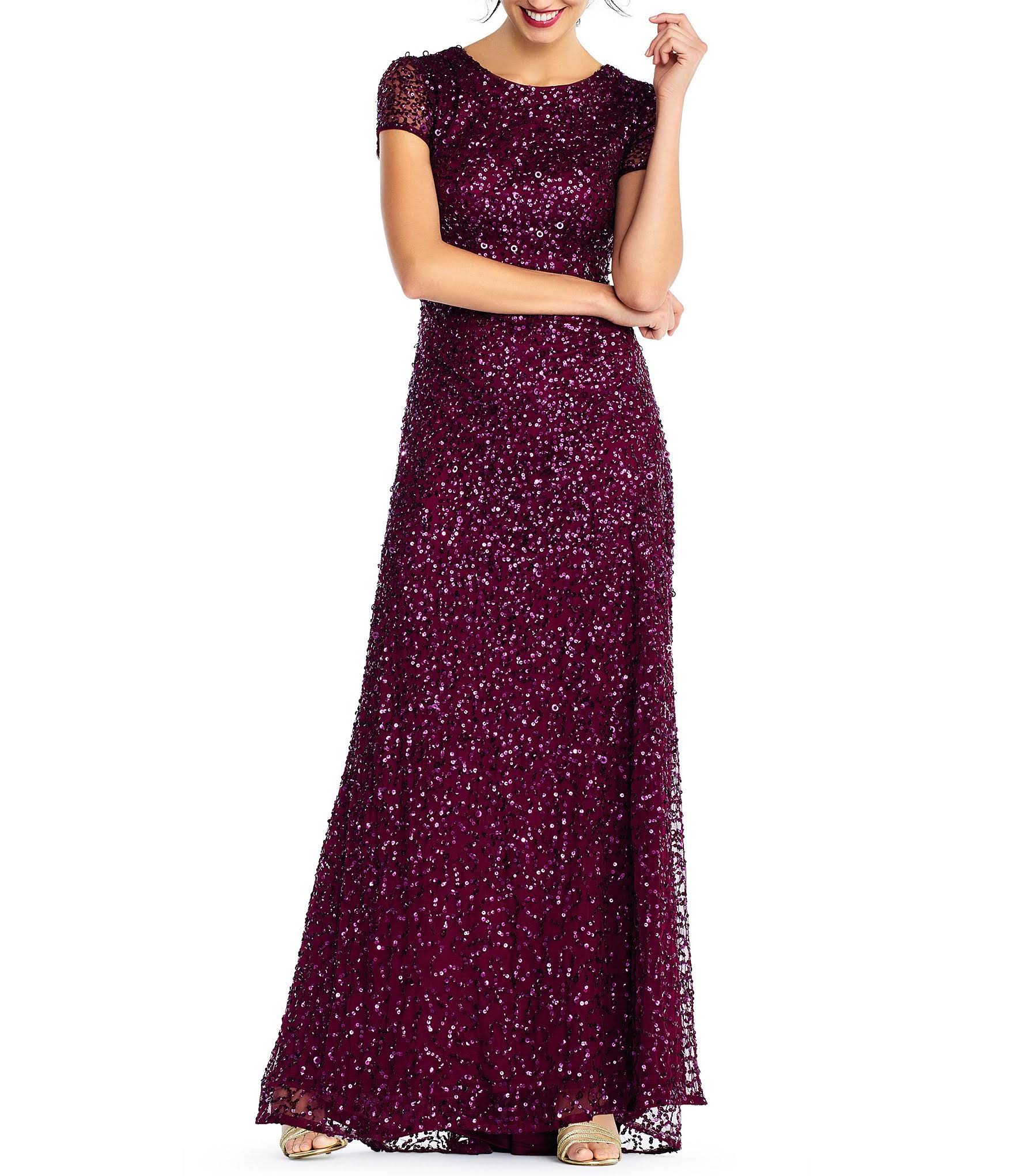 Adrianna Papell Scoop Back Sequin Gown, Blush, Size: 2