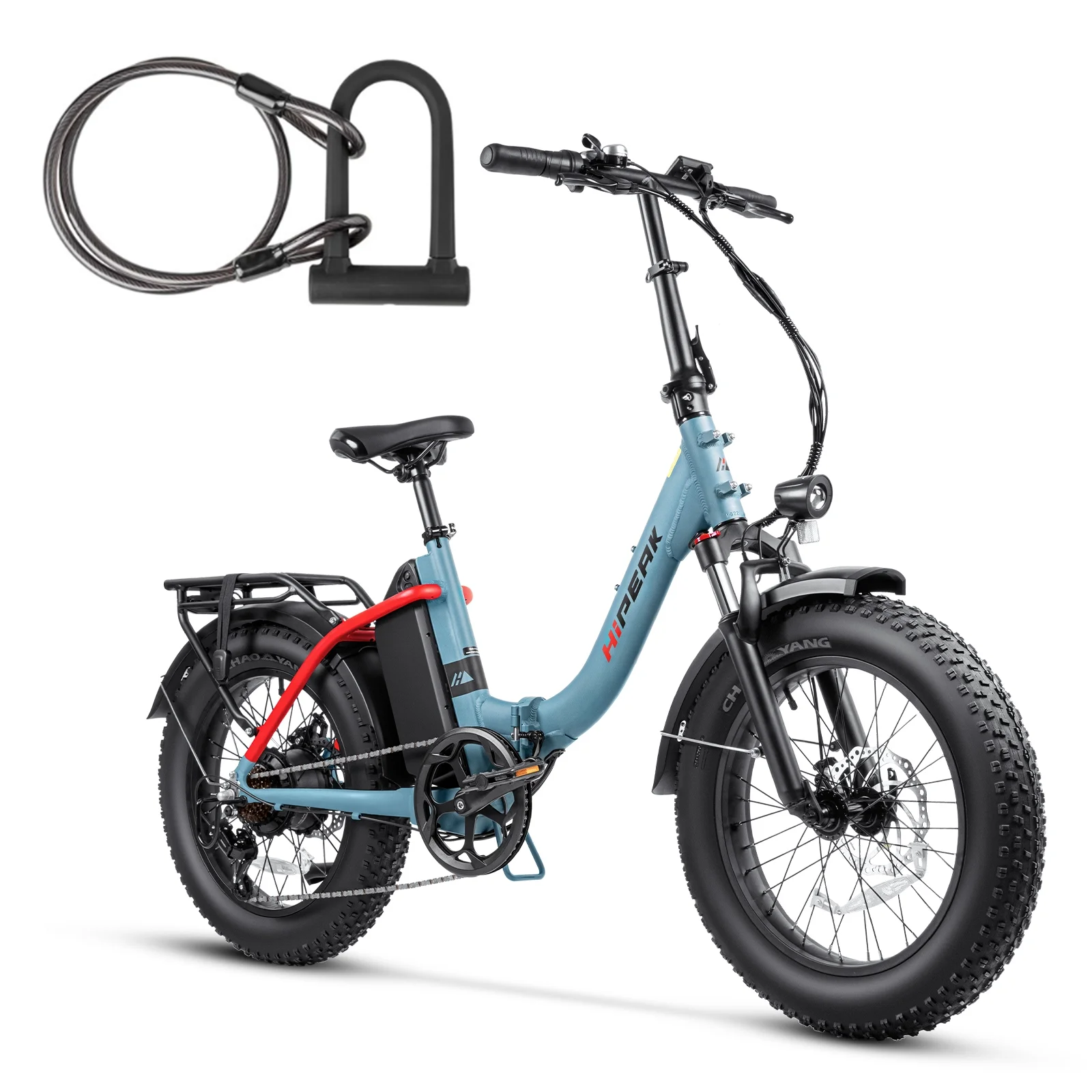 Hipeak 750W Folding Electric Bike for Adults Up to 60 Miles 48V 15Ah Ebike 20" x 4.0" Fat Tire Electric Bike for Adults 25MPH Front Suspension
