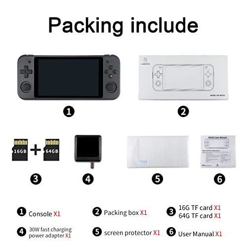 Daxceirry RG552 Handheld Android System Game Console High Speed EMMC 5.1 and 16G Linux System Built-in 6400 mAh Battery with 5.36in Touch Screen Maximum Load 5A Charging Cable 1.5 Hours Full (black)