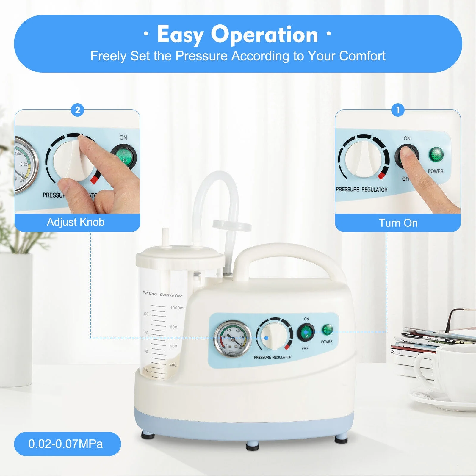 1000ML Suction Unit Medical Vacuum Phlegm Emergency Aspirator Machine Portable