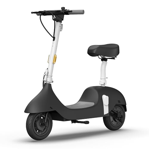 OKAI EA10 Electric Scooter with Seat for Adults, Up to 25 Miles Range & 15.5MPH, 750W Peak Power Motor, Electric Moped Bike with 10" Vacuum Tires, Detachable Battery, LED Screen, Dual Brake