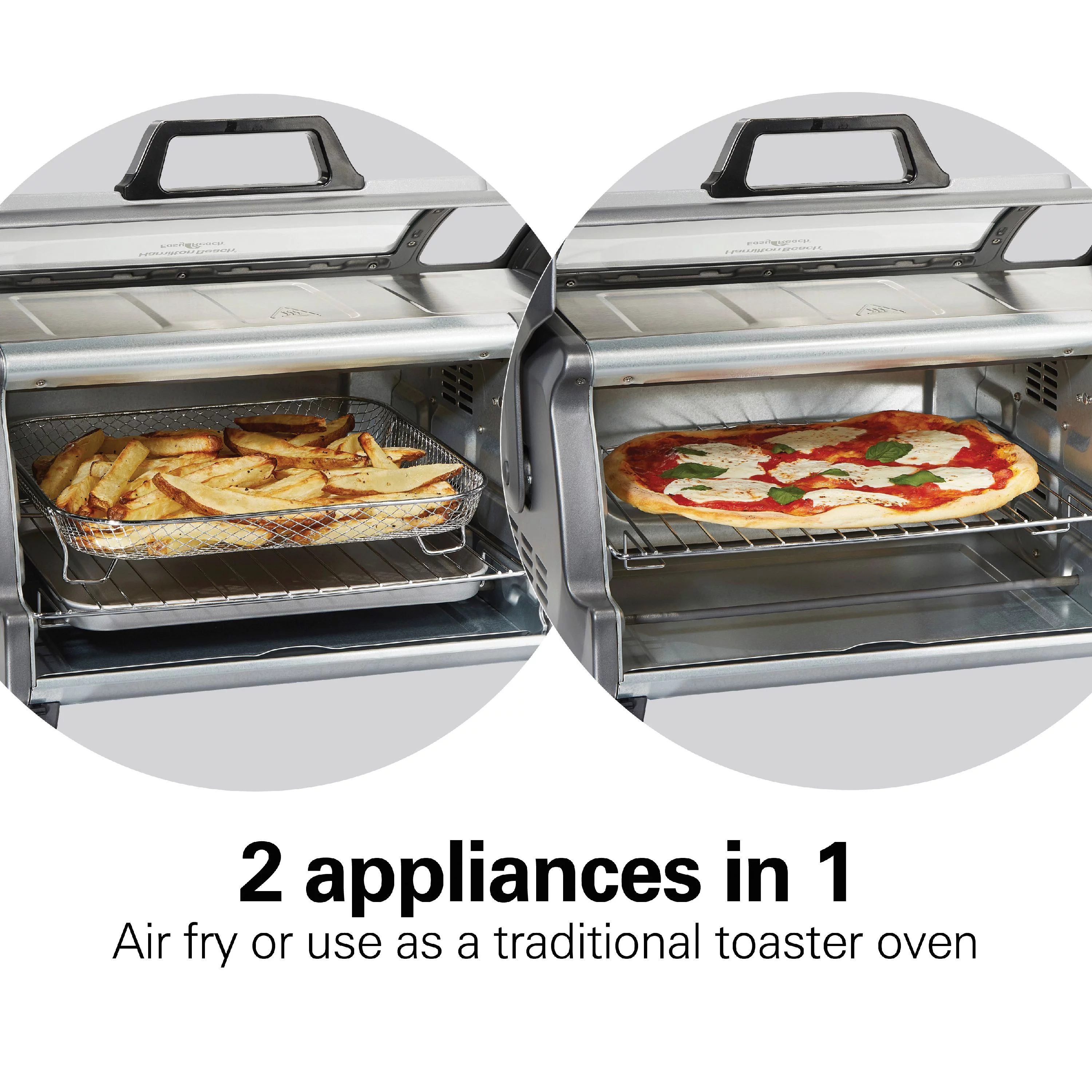 Hamilton Beach Sure-Crisp Air Fryer Toaster Oven with Easy Reach Door, 6 Slice Capacity, Stainless Steel, 31523