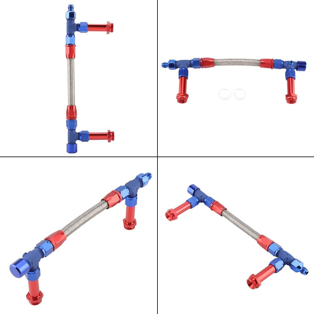 Holley 4150 Dual Feed Line-4150 Braided Dual Feed Fuel Line Kit Fuel Rail Carburetor Carb Joint for 4150 Carbide Based W / AN6 Adapter Aluminum Universal Pack of 2