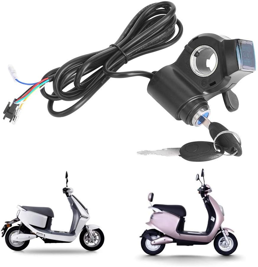 E-Bike Throttle, Thumb Throttle Speed Control Power Switch with Key Lock, Electric Throttle and Key LCD Display Battery Voltage for Electric Bike Scooter Pack of 2