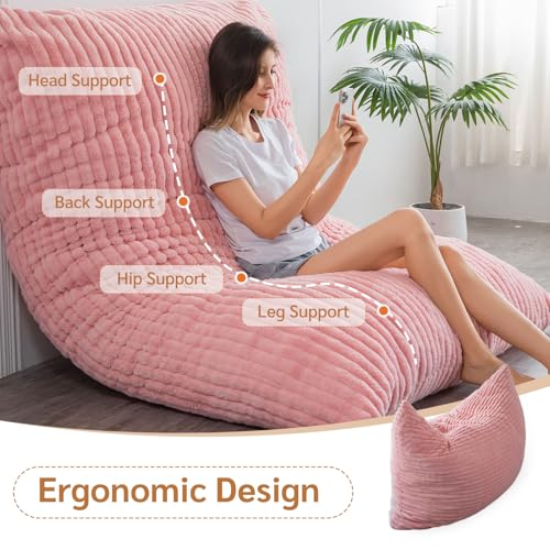 BYBYME 3 in 1 Bean Bag Chairs, Bean Bag Bed for Adults High-Density Foam Filling, Convertible Sofa Bed Faux Fur, Giant Bean Bag Chairs for Adults