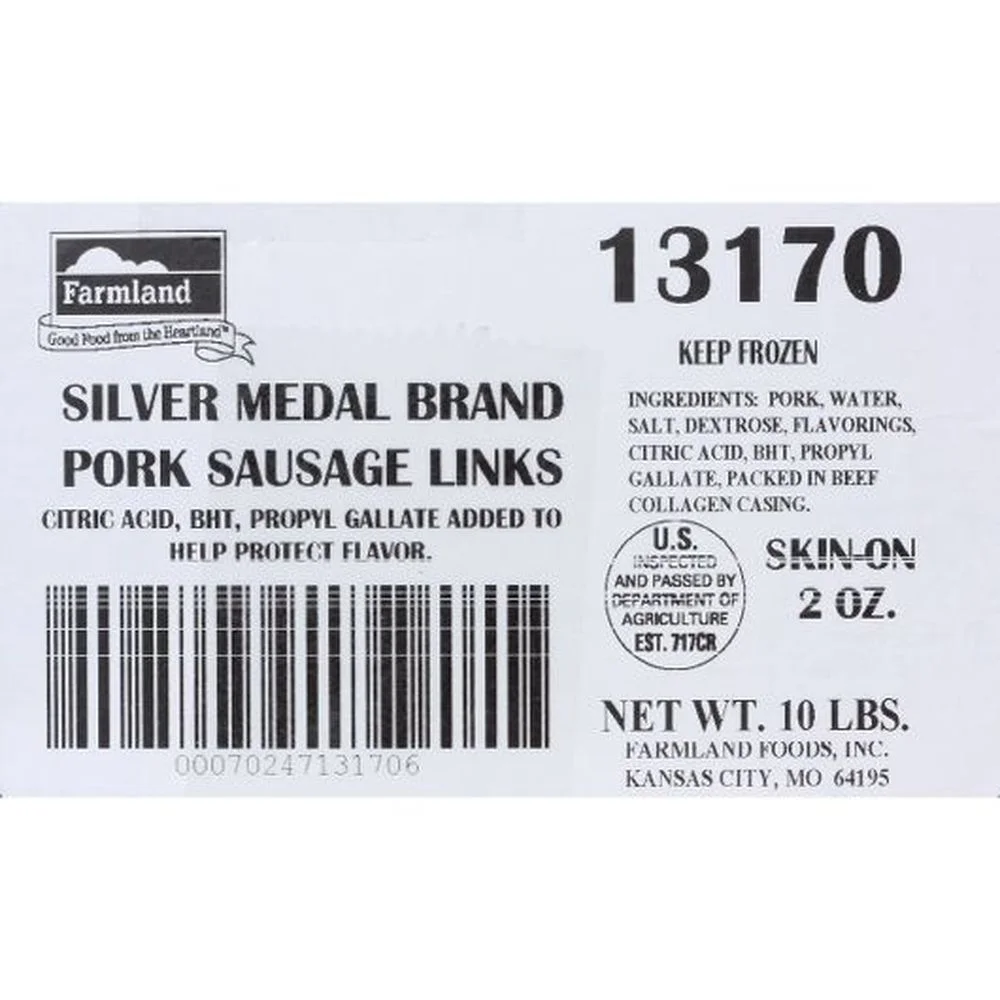 Farmland 58 Percent Lean Smoked Pork Sausage Link, 2 Ounce - 1 each.