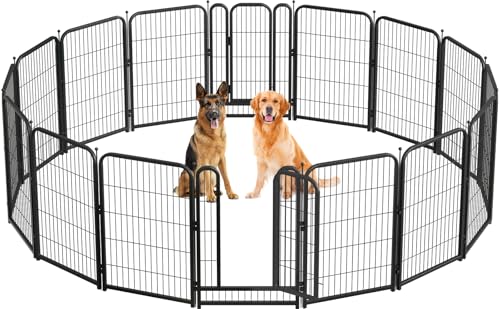 Metal Dog Playpen, 40 Inch Height 16 Panels, Large Dog Fence for Large/Medium/Small Dogs Indoor & Outdoor Bliss, Perfect Dog Pen for Camping, Yard, and RV | Black-Silver