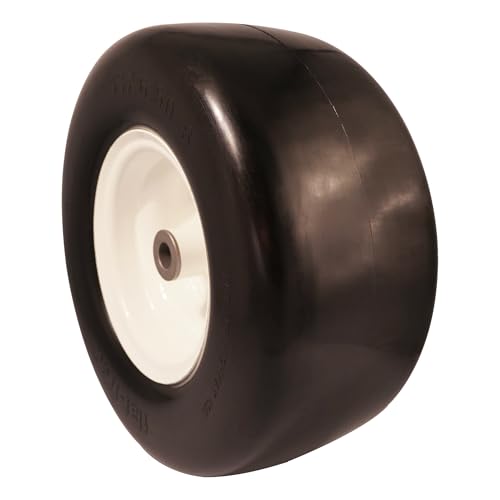 15x6.00-6 Flat Free Tire for Zero Turn Lawn Mower with 3/4 5/8 & 1/2 inch Bearings,3.0"-6.9"Center Hub Flat Free Lawnmower Tire and Wheel Assembly,Universal Fit 15 inch Solid Wheel for Garden Tractor
