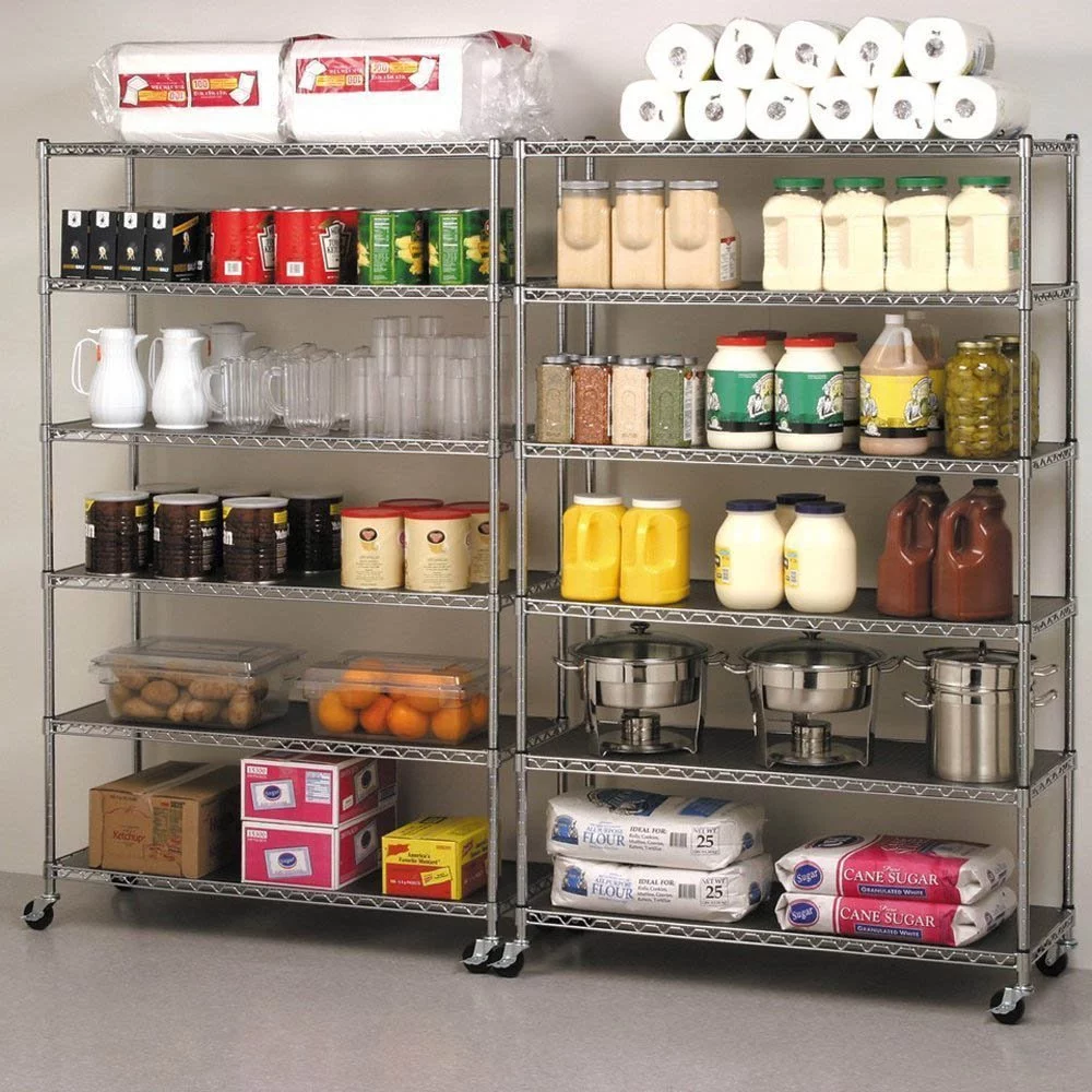 NSF Wire Shelving Unit Heavy Duty Garage Storage Shelves Large Black Metal Shelf Organizer 6-Tier Height Adjustable Commercial Grade Storage Rack 6000 LBS Capacity on 4" casters,18" D x 48" W x 76" H