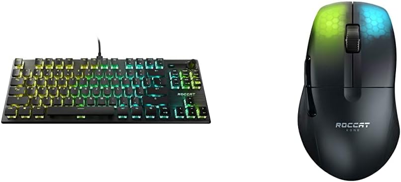 ROCCAT Vulcan TKL Pro PC Gaming Keyboard, Linear Optical Titan Switch, AIMO RGB Lighting, Tenkeyless Mechanical Feel Speed Keystroke, Low Profile Ergonomic Design for Wrist Rest Support, White
