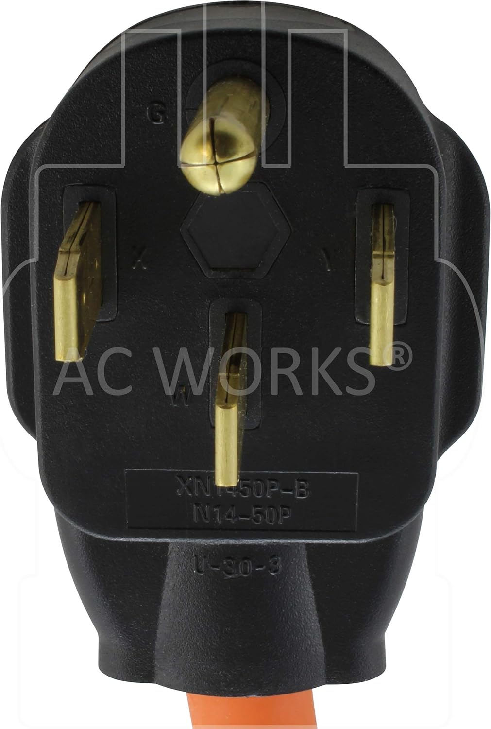 AC WORKS 4-Prong 220-Volt Plug to 120-Volt 15/ 20Amp Household Female Adapter Cord (4-Prong 14-50 Outlet to (4) Household W/Breaker) Pack of 2