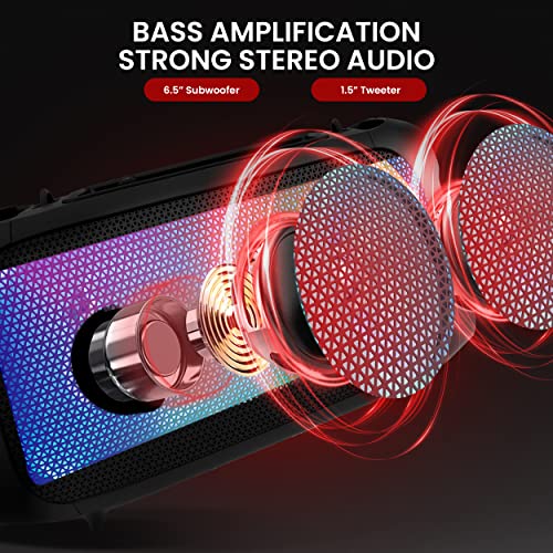 Pyle Wireless BT Portable Boombox Speaker - 600W Rechargeable Speaker, Portable Barrel Loud Stereo System - DJ Sound Effects, Flashing LED, FM/Aux/MP3/USB/SD/1/4 in, Includes Microphone PPHP265DJB
