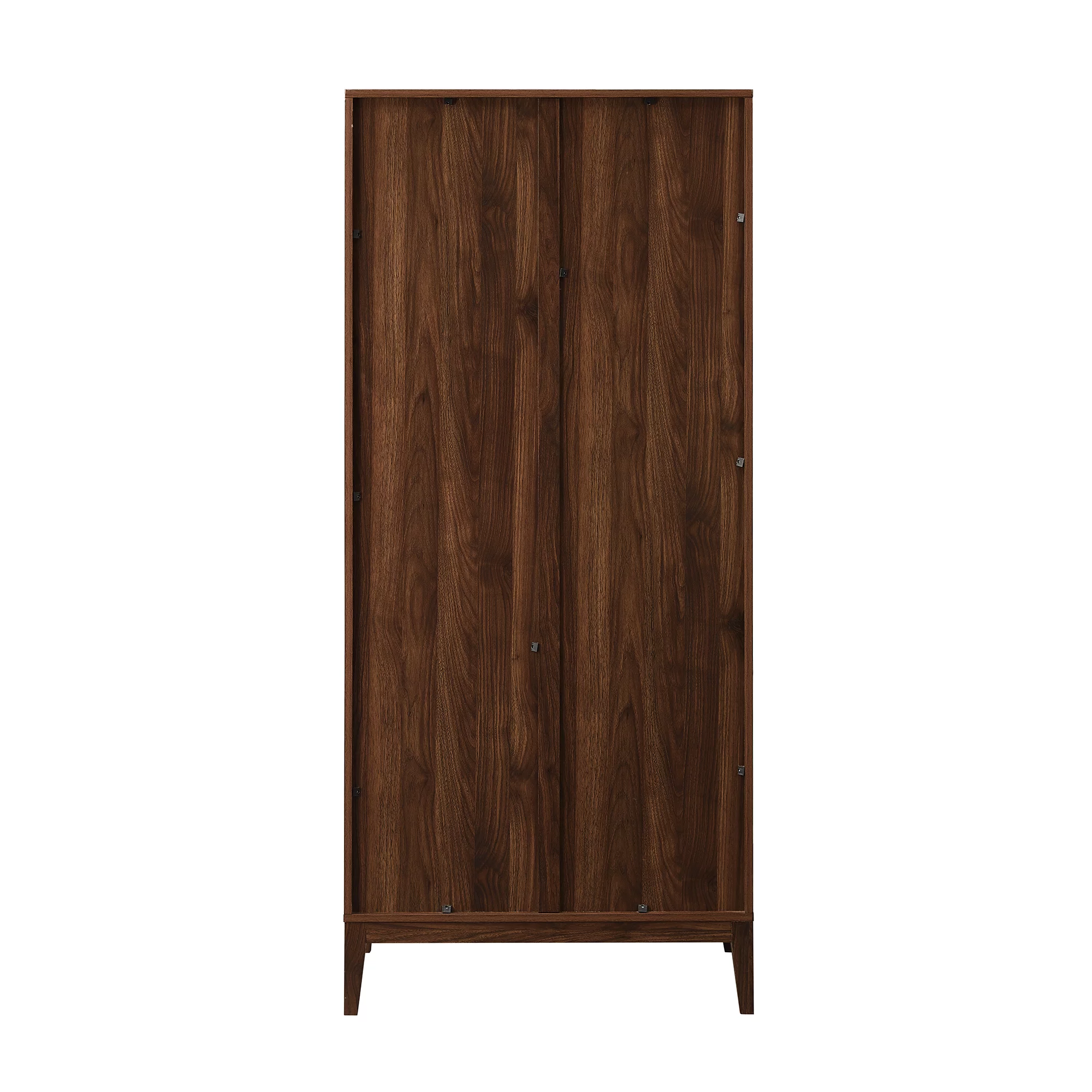 Walker Edison Mid Century 2-Door Chevron Bar Storage Cabinet, Dark Walnut
