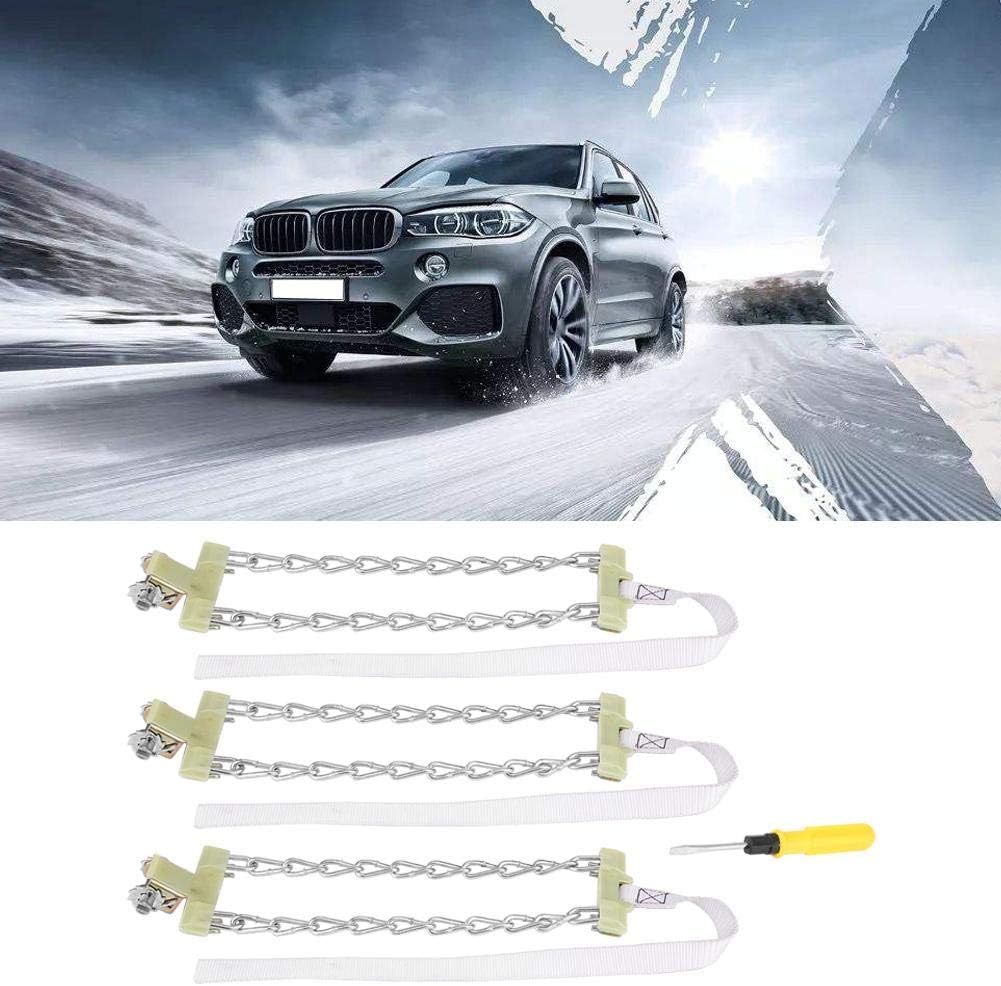 Tbest Tire Snow Chain,3pcs Tire Anti-skid Steel Chain Snow Mud Car Security Tyre Clip-on Chain for Car Car Truck S (Large) Pack of 2