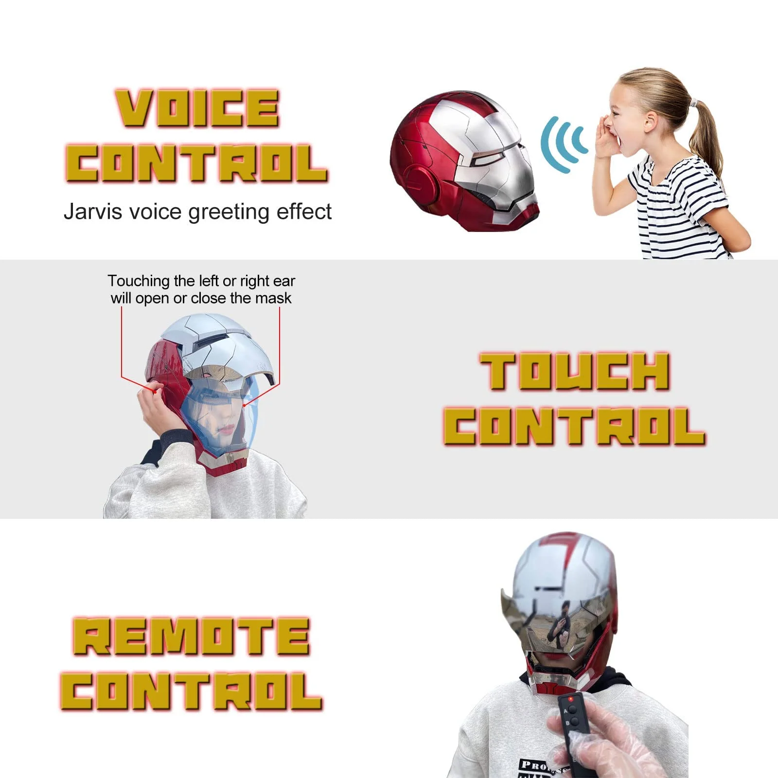 Iron Man Helmet Electronic MK5 Helmet Wearable Iron-man Mask with Sounds & LED Eyes 1:1 model, Silver