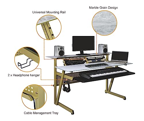 IM200 Series Tempered Glass Music Studio Workstation with 2 x 4U Rack (Black)