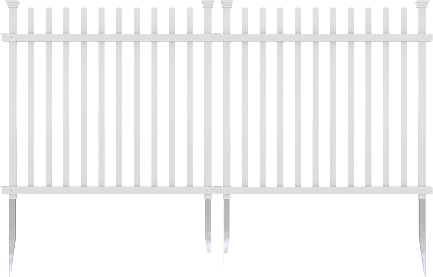 Zippity Burbank Vinyl Picket Fence 44" W x 41" H 2 Pack and Burbank No-Dig White Vinyl Gate Kit 59.7" W x 41.1" H