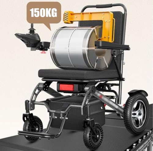 Intelligent Power Wheelchairs Foldable Electric Wheelchairs for Adults 360° Joystick Control -12.4 mi Cruise Range-All Terrain Electric Wheelchair Support 300lbs, Airline Approved (Silver)