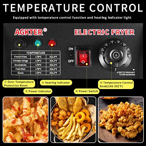AGKTER Deep Fryer,Commercial Deep Fryer,Electric Deep Fryer with Bask