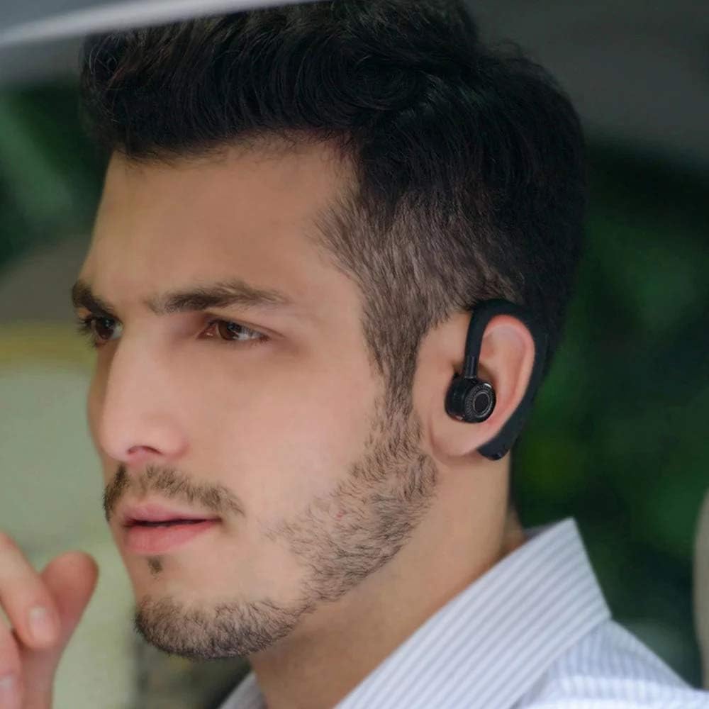 Bluetooth Headset Wireless Business Single earpiece Voice Answer in Ear Earbuds for Trucker Driving Running 10 Hour Battery Noise Cancelling Headphones
