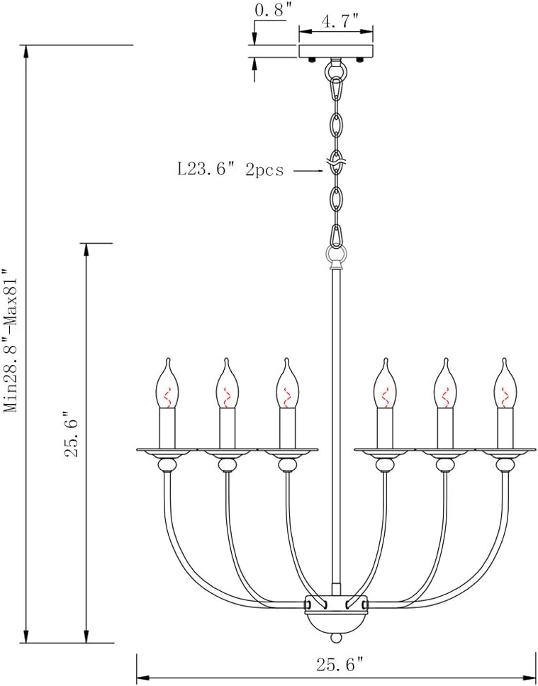 Derksic Black Farmhouse Chandelier 6-Light Wrought Iron Chandelier Rustic Candle Ceiling Pendant Light Fixture for Dining Room Kitchen Island Living Room Foyer Bedroom Entryway