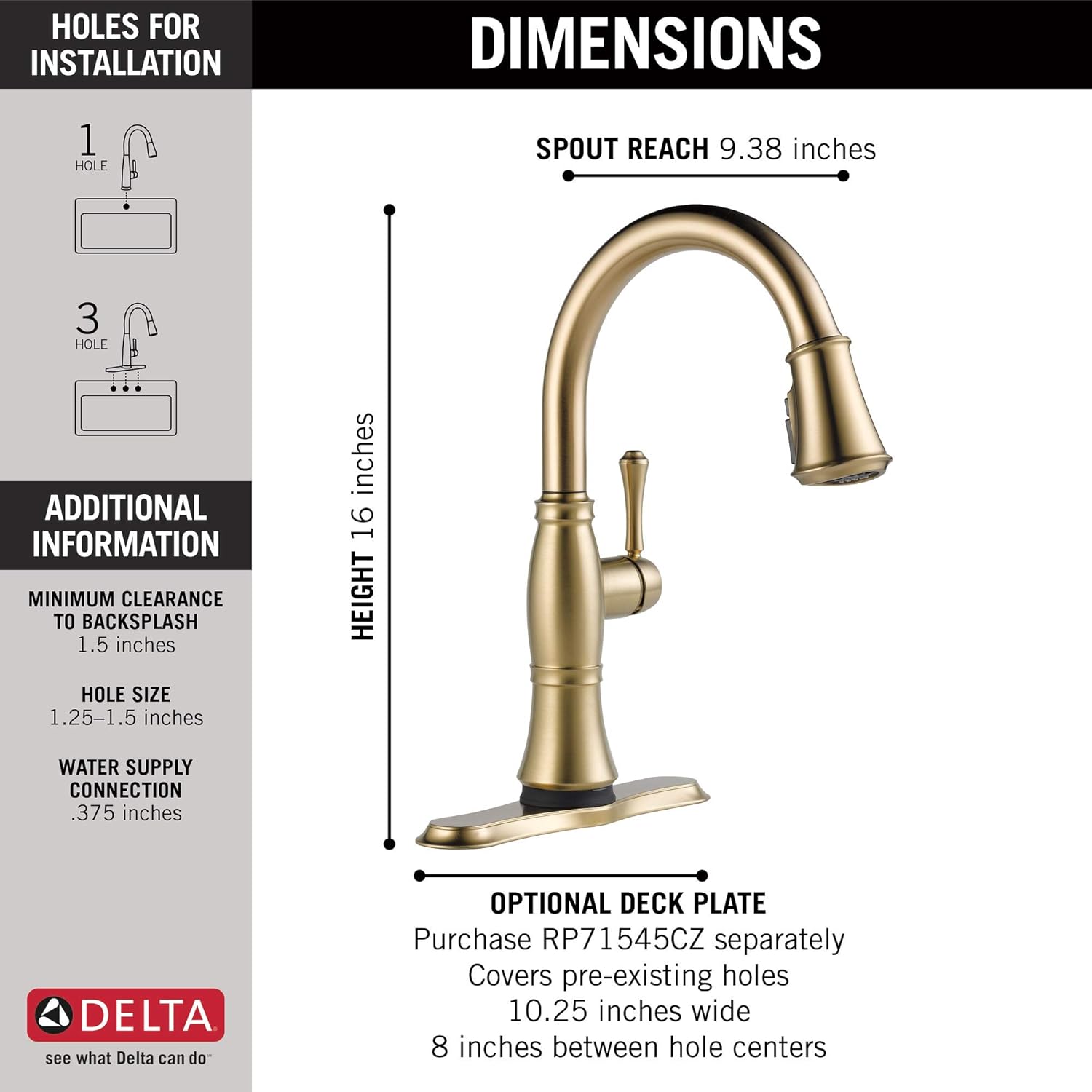 Delta Faucet Cassidy Gold Kitchen Faucet Touch, Touch Kitchen Faucets with Pull Down Sprayer, Kitchen Sink Faucet, Delta Touch2O Technology, Lumicoat Champagne Bronze 9197T-CZ-PR-DST