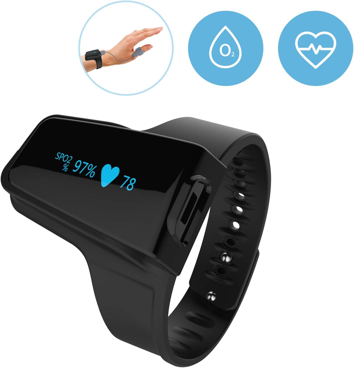 Wellue O2 Pulse Oximeter with Smart Reminder | Blood Oxygen Saturation Monitor for SpO2 and Heart Rate Tracking Continuously, Bluetooth Finger Ring with Free APP &PC Report